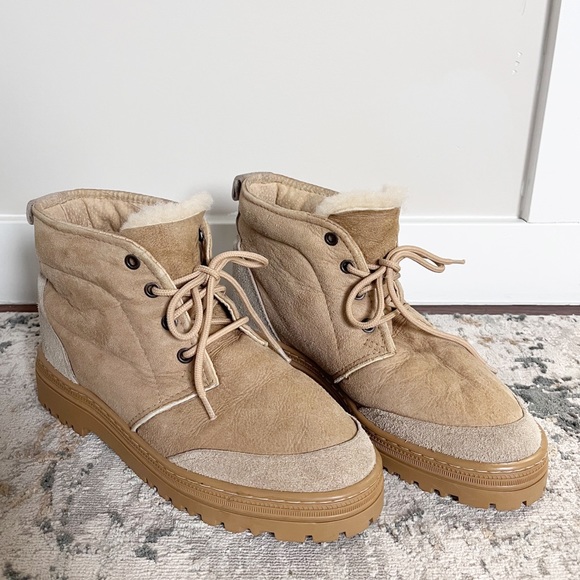 Country Leather Sheepskin Sand Hiker Short Boots Women’s Tan Brown Size 7 Sturdy - Picture 15 of 15